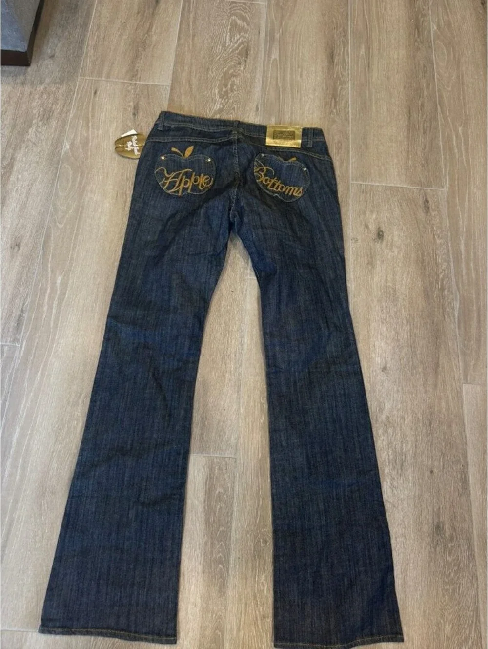 Apple Bottoms Bootcut Jeans Sz 11/12 Gold Logo Y2K NWT Dark